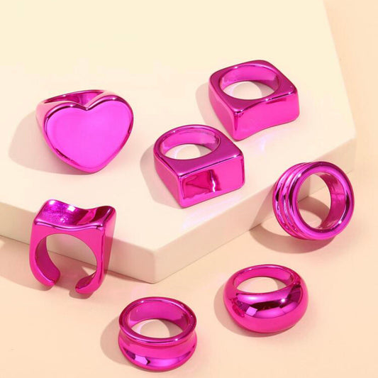 Metallic Pink Set of Rings