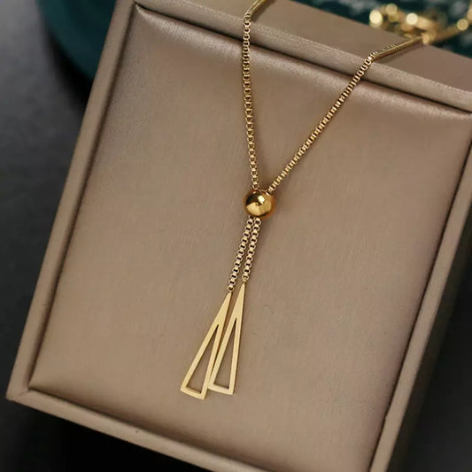 Long Triangle Golden Necklace