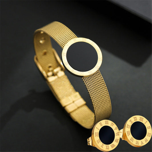 Black Stone Watch Design Golden Set