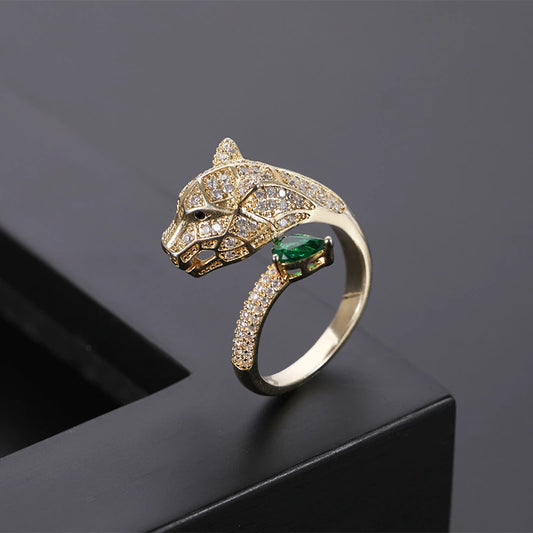 Leopard Green Crystal Ring