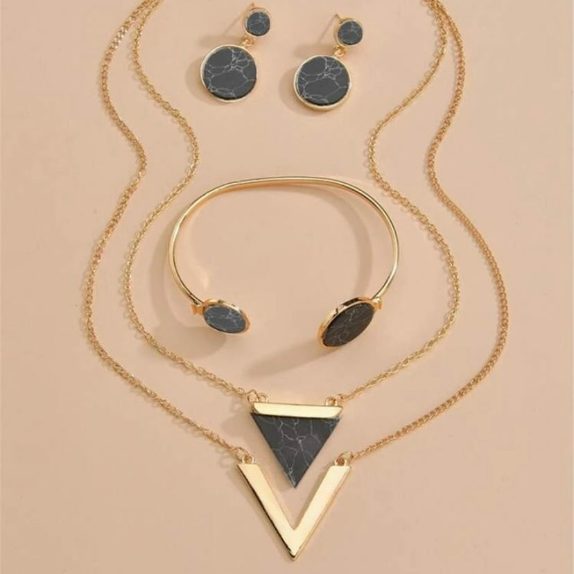 Triangle Marble Golden Set